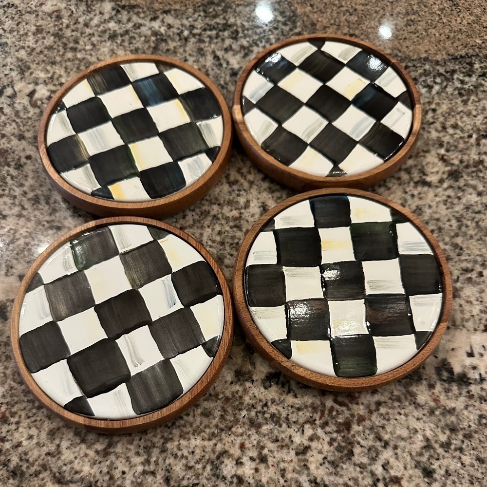 Courtly Check Enamel Coasters set of 4 Mackenzie-Childs